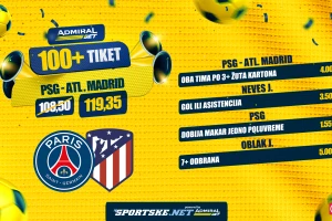 AdmiralBet 100+ tiket - Neveš, Oblak, PSŽ dobija barem jedno poluvreme za kvotu 119,35